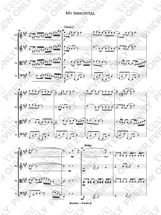 Evanescence's "My Immortal" as Arranged for VSQ (Sheet Music) - Image 4