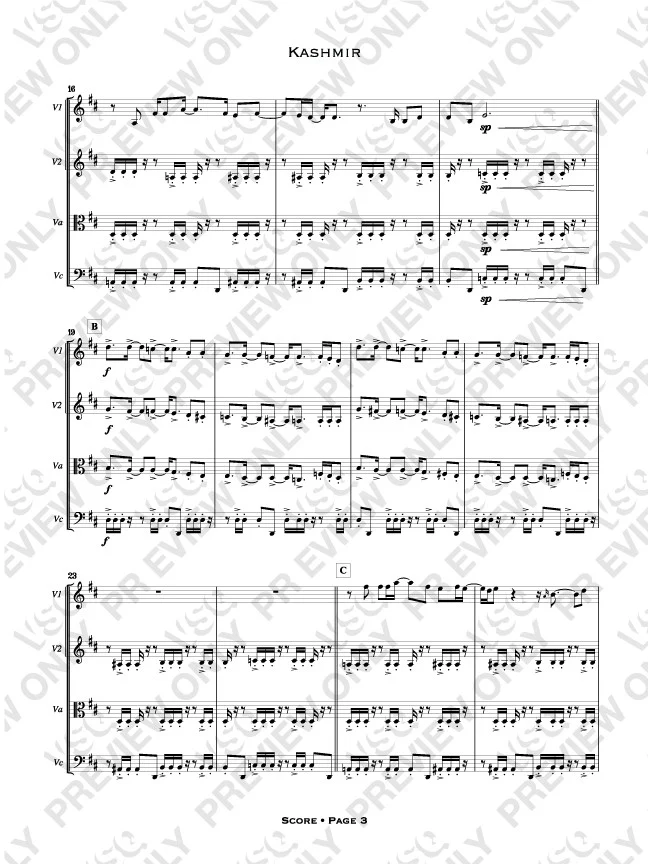 Led Zeppelin's "Kashmir" as Arranged for VSQ (Sheet Music) - Image 4
