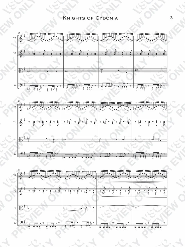 Muse's "Knights of Cydonia" as Arranged for VSQ (Sheet Music) - Image 3
