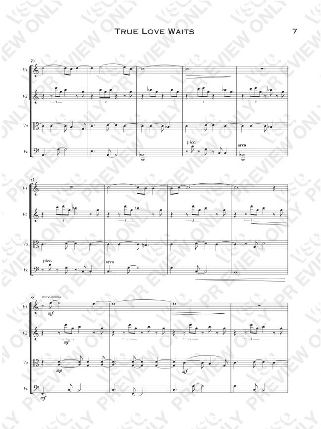 Radiohead's "True Love Waits" as Arranged for VSQ (Sheet Music) - Image 3